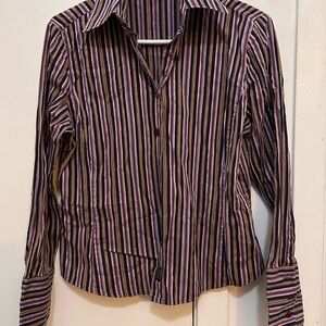 Striped Long Sleeve Button-Up Shirt Faconnanle made in France long sleeve M